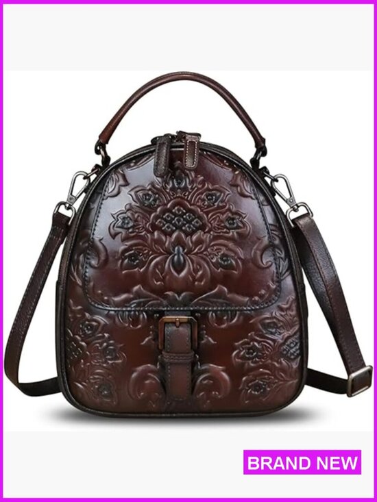 Vintage Genuine Leather Backpack Crossbody Daypack Adjustable Convertible Strap main image 4